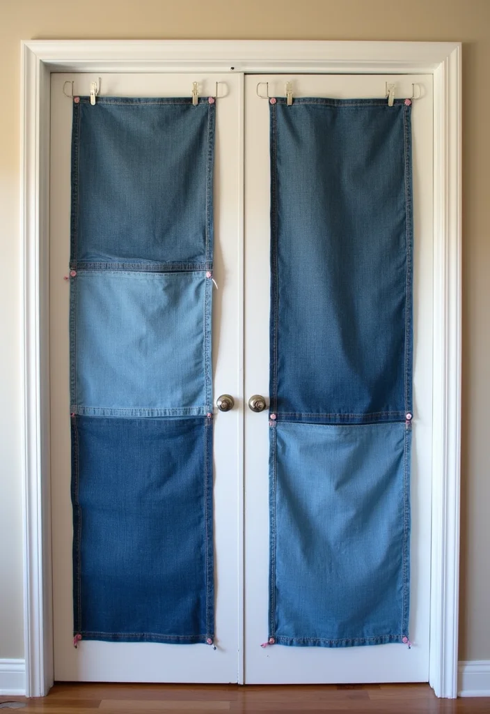 12 Door Curtain Ideas for Soft Decorative Transitions - 2. Recycled Denim Panels
