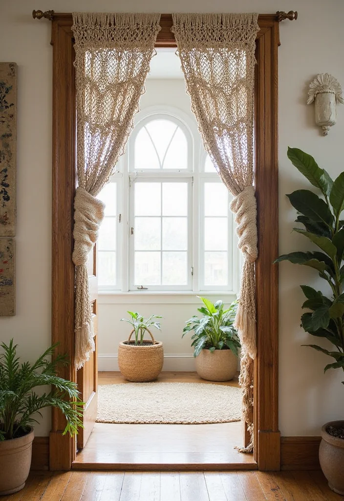 12 Door Curtain Ideas for Soft Decorative Transitions - 5. Macramé Magic