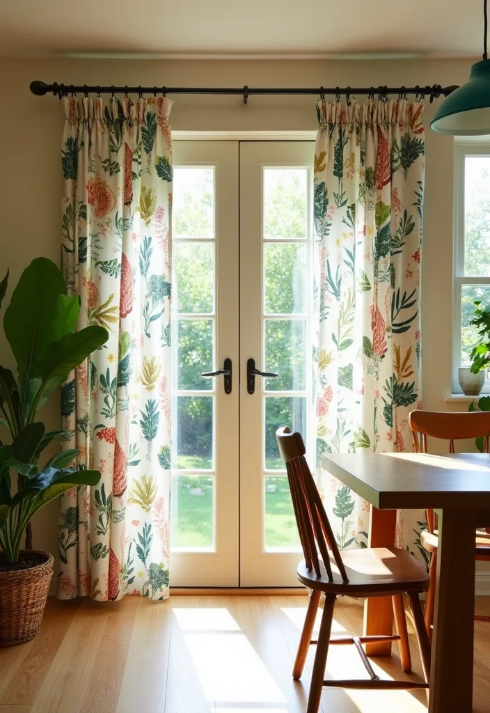 12 Door Curtain Ideas for Soft Decorative Transitions - 7. Nature-Inspired Prints