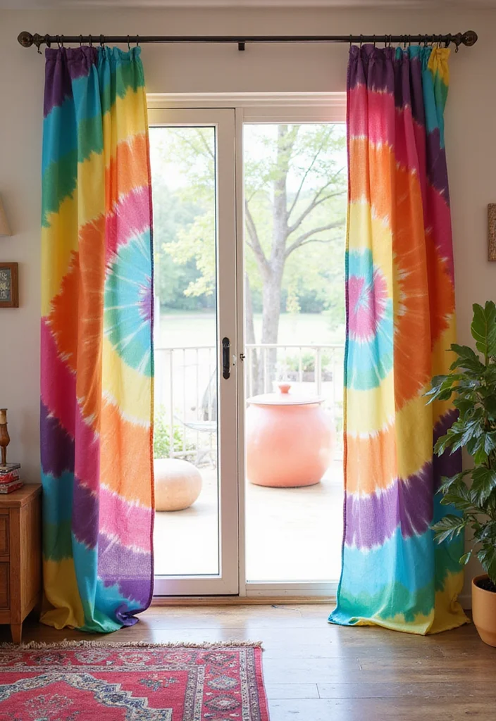 12 Door Curtain Ideas for Soft Decorative Transitions - 9. Tie-Dye Techniques