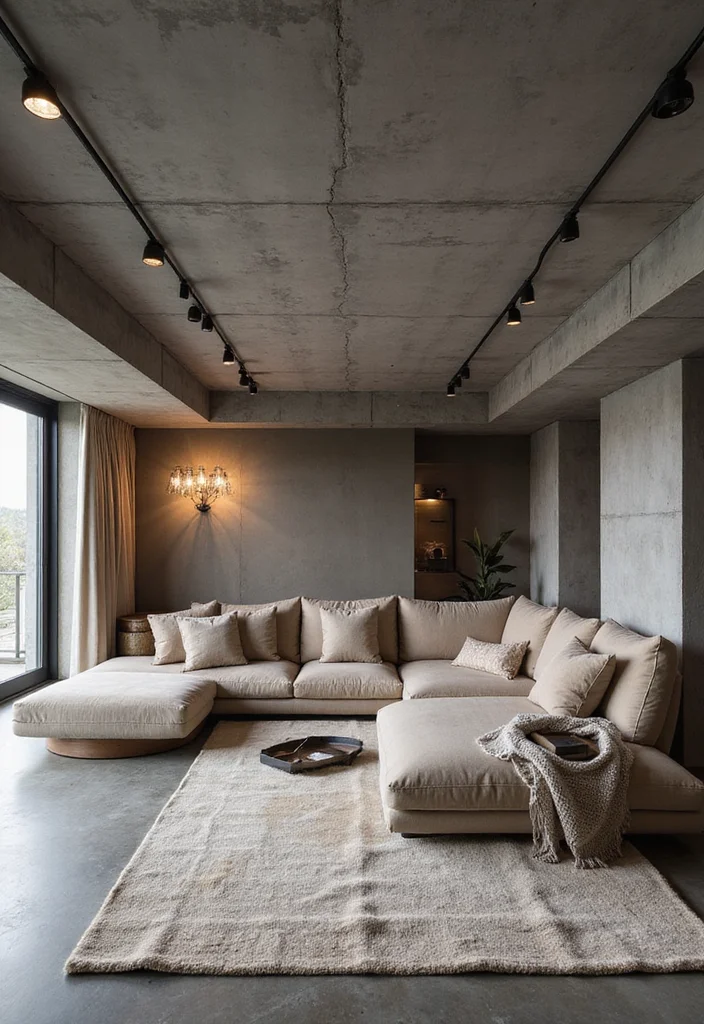 12 Exposed Basement Ceiling Ideas for Industrial Modern Style - 3. Concrete Finishes