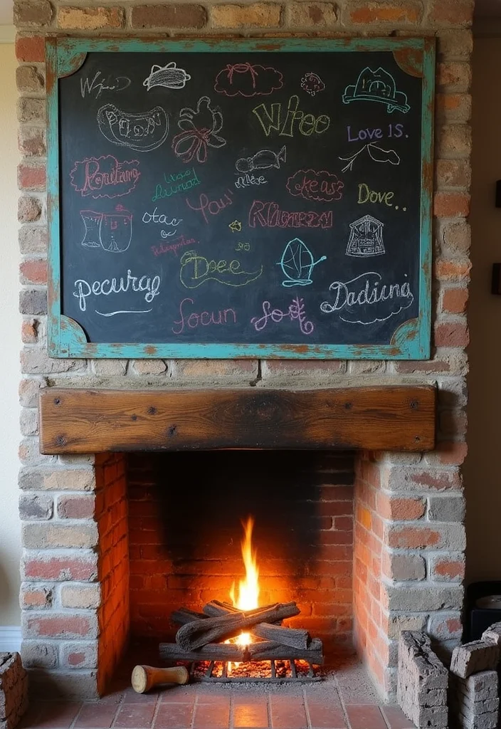 12 Fireplace Hearth Ideas for Functional Styled Bases - 10. Chalkboard or Magnetic Wall