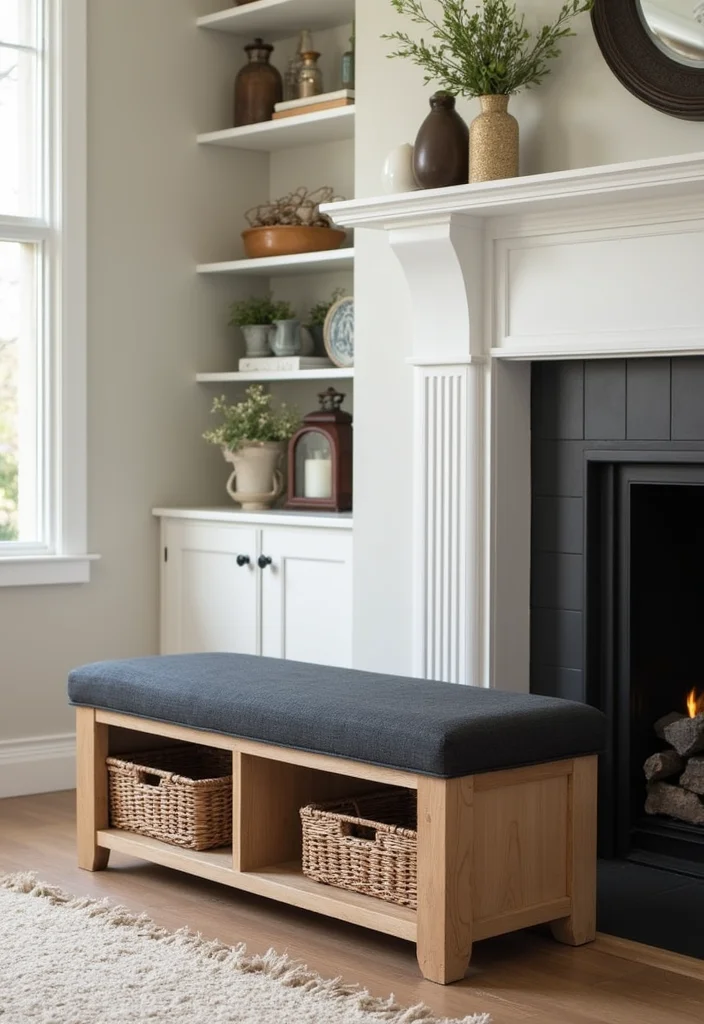 12 Fireplace Hearth Ideas for Functional Styled Bases - 8. Multi-functional Furniture