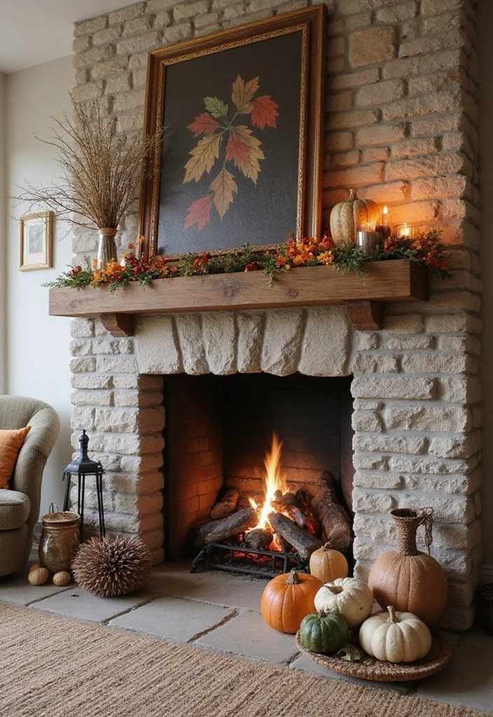 12 Fireplace Hearth Ideas for Functional Styled Bases - 9. Seasonal Decor Displays
