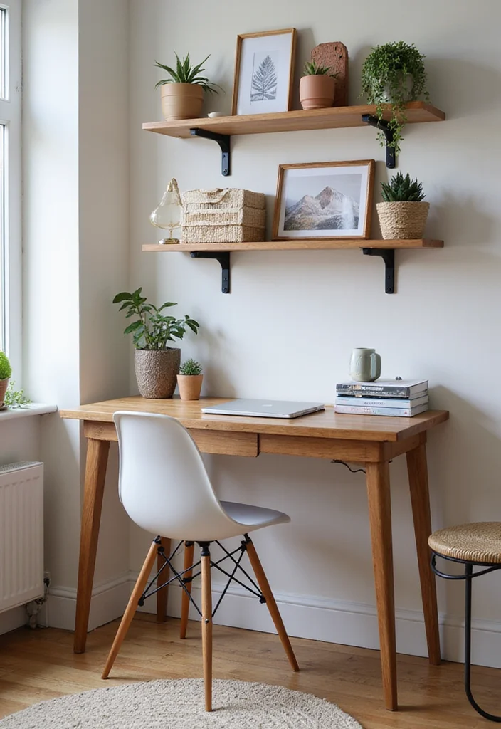 12 Living Room Office Ideas for Integrated Functional Design 23 12 Living Room Office Ideas for Integrated Functional Design - 3. Stylish Wall-Mounted Desks