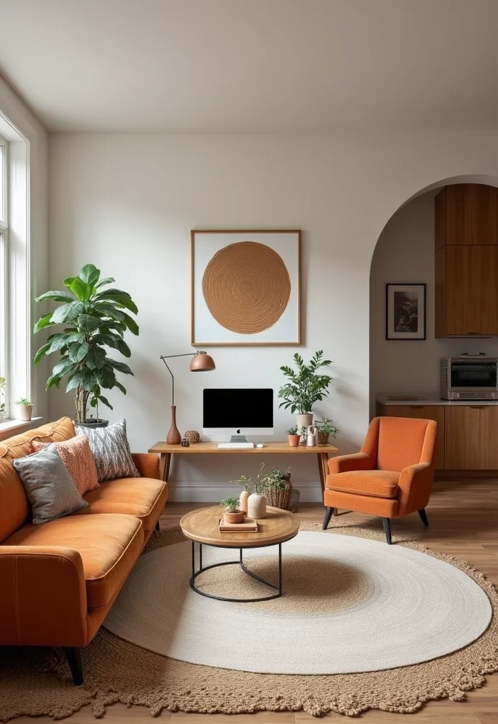 12 Living Room Office Ideas for Integrated Functional Design 45 12 Living Room Office Ideas for Integrated Functional Design - 5. Use of Area Rugs to Define Spaces