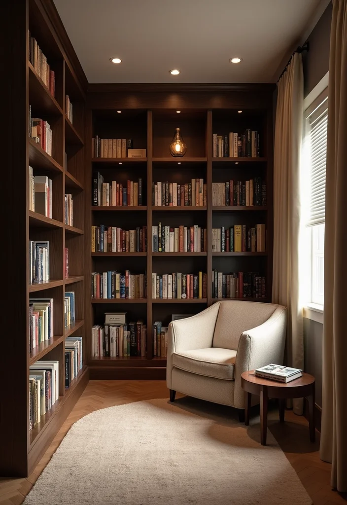 12 Long Narrow Basement Ideas for Balanced Functional Layouts - 1. Cozy Reading Nook
