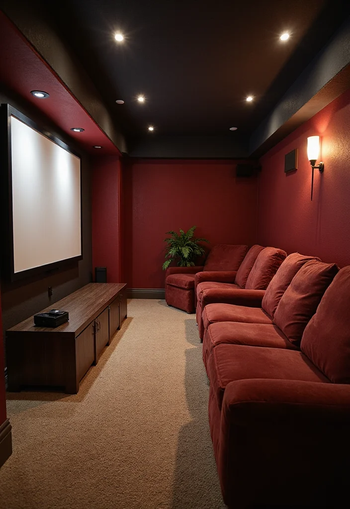 12 Long Narrow Basement Ideas for Balanced Functional Layouts - 6. Relaxing Home Theater