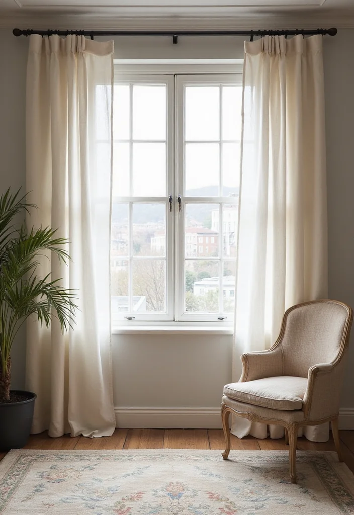 12 Office Curtain Ideas for Light Control and Professional Style - 3. Linen Drapes