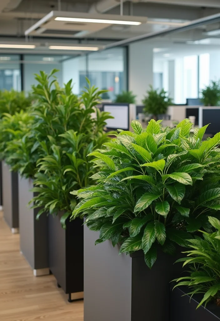 12 Office Room Divider Ideas for Flexible Work Zones - 2. Indoor Greenery Dividers