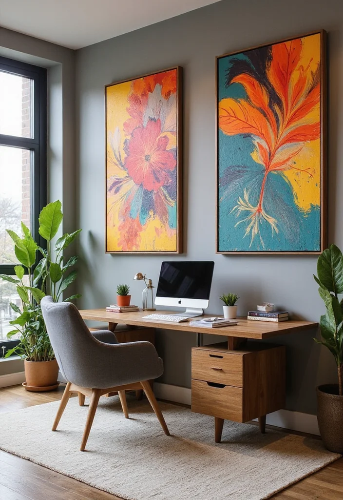 12 Office Room Divider Ideas for Flexible Work Zones - 8. Artistic Panel Dividers