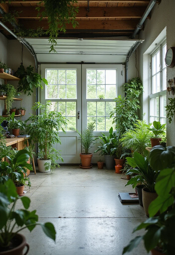 12 Office in Garage Ideas for Practical Quiet Work Areas - 10. Green Workspace