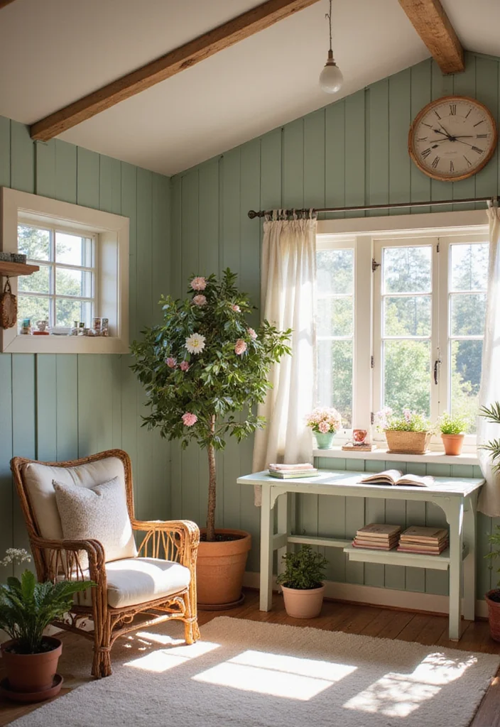 12 Office in Garage Ideas for Practical Quiet Work Areas - 3. Cozy Cottage Office