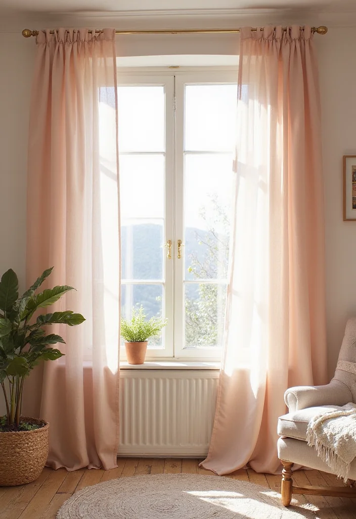 12 Pink Room Curtain Ideas for Soft Charming Decor - 1. Sheer Blush Delight