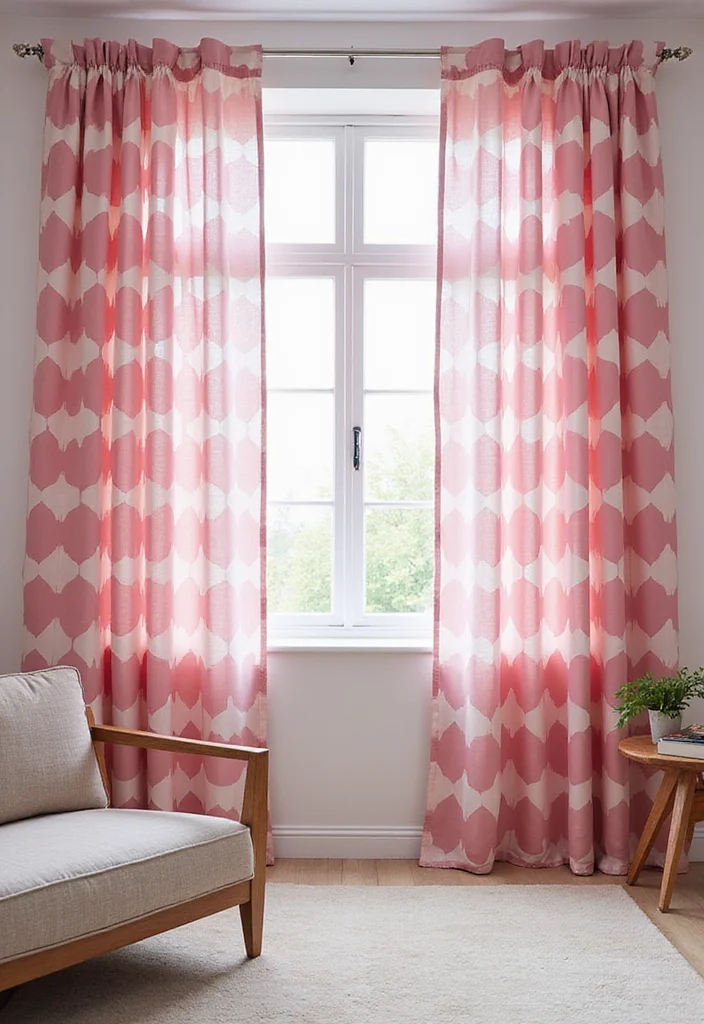 12 Pink Room Curtain Ideas for Soft Charming Decor - 10. Geometric Patterns