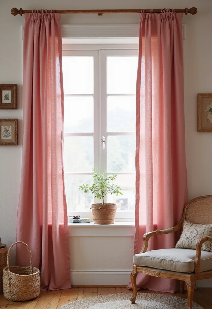 12 Pink Room Curtain Ideas for Soft Charming Decor - 11. Rustic Canvas Shades