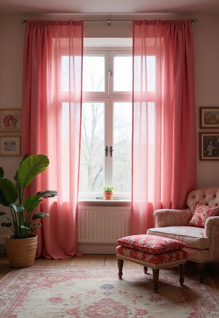 12 Pink Room Curtain Ideas for Soft Charming Decor - 12. Layered Curtains for Depth