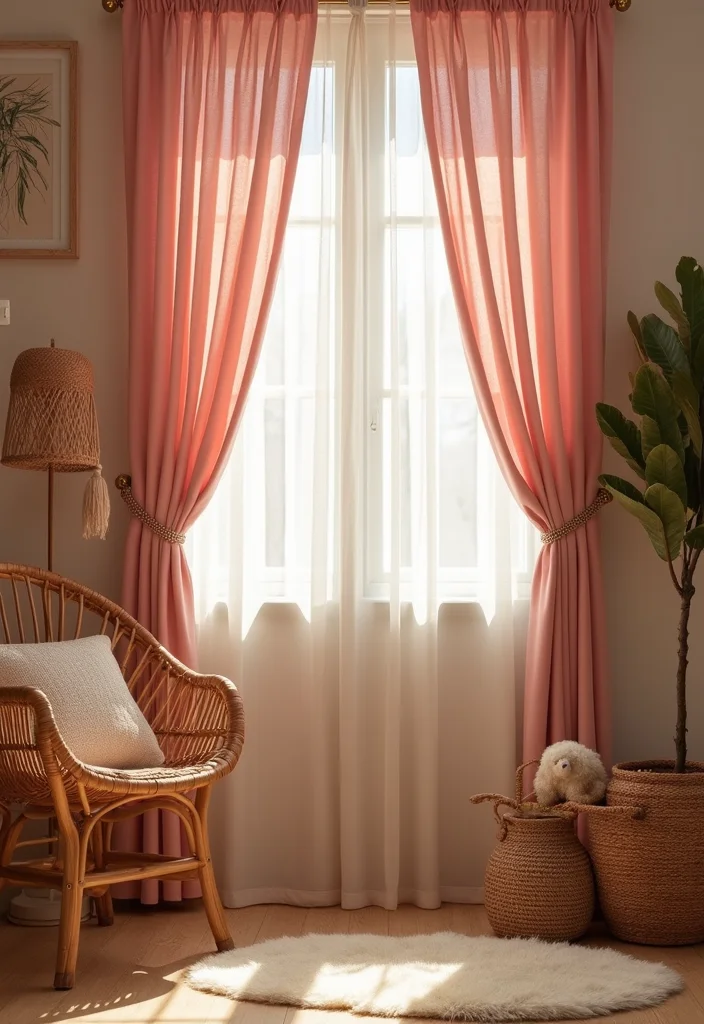 12 Pink Room Curtain Ideas for Soft Charming Decor - 4. Cozy Knitted Textures