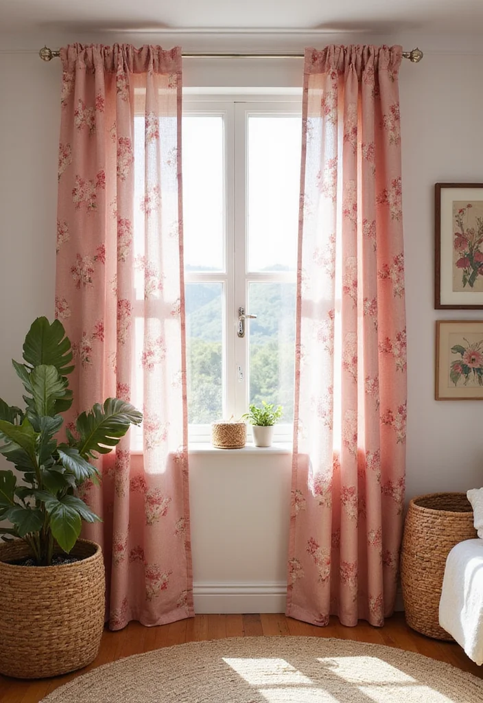 12 Pink Room Curtain Ideas for Soft Charming Decor - 6. Floral Print Charm