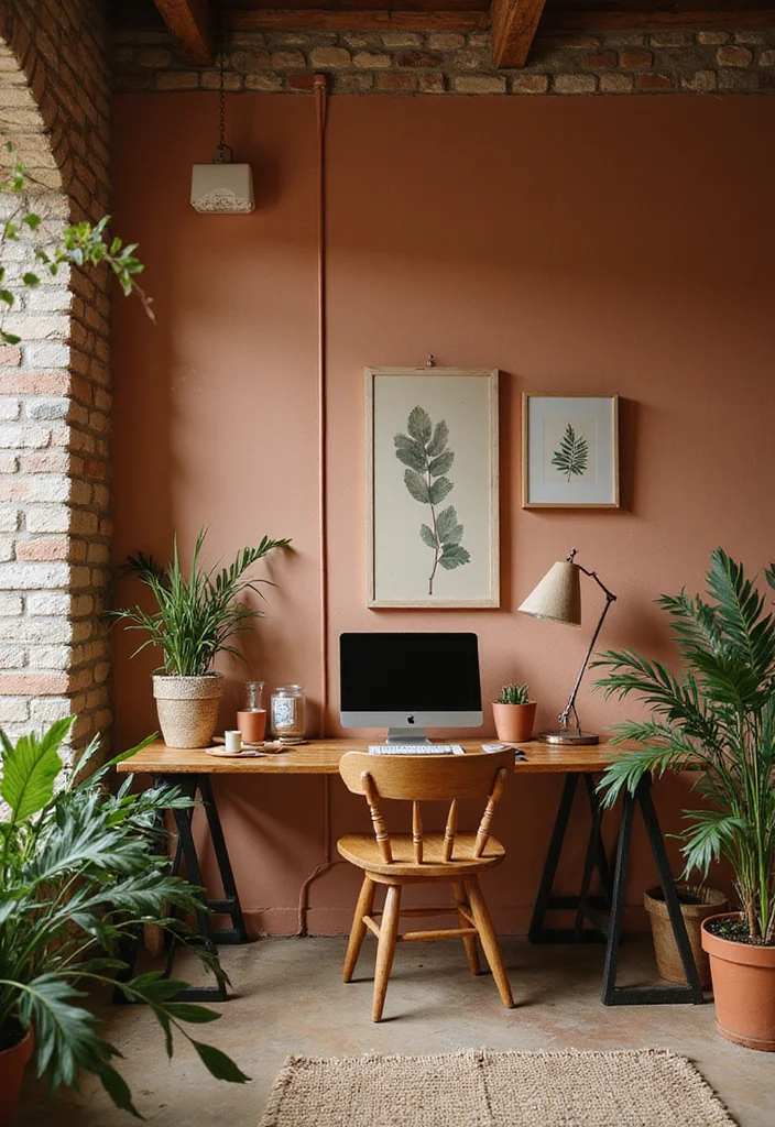 12 Rustic Office Ideas for Warm Natural Productivity - 3. Earthy Color Palettes