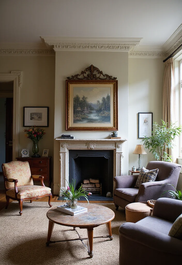 12 Sitting Room Ideas With Fireplace for a Relaxed Focal Point - 8. Eclectic Mix