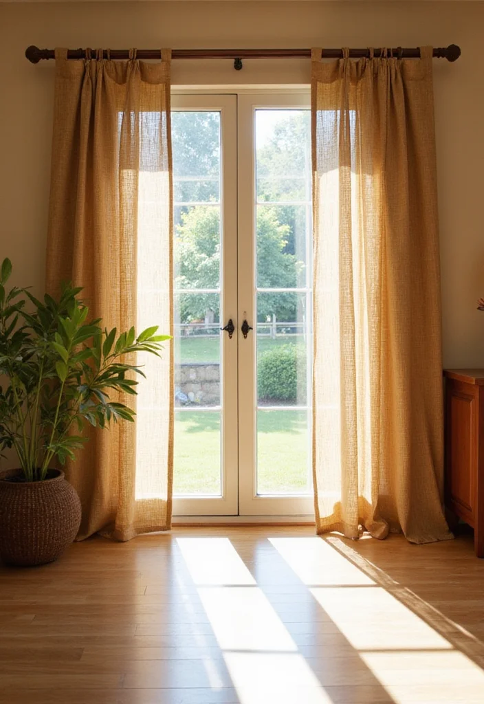 12 Sliding Glass Door Curtain Ideas for Smooth Light Control - 1. Sheer Bamboo Curtains