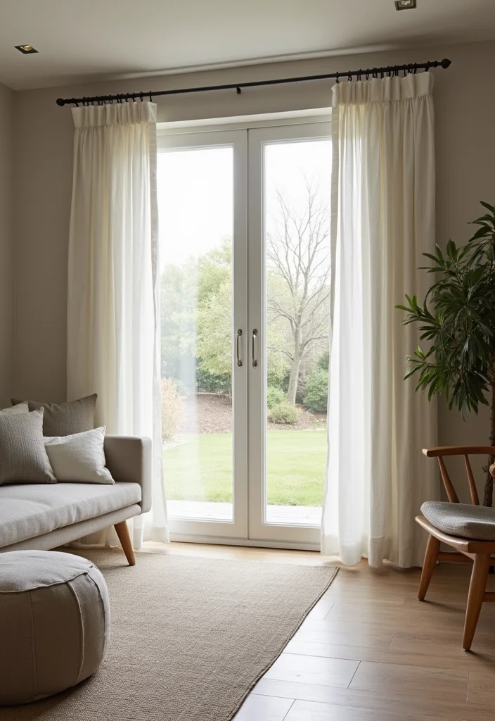 12 Sliding Glass Door Curtain Ideas for Smooth Light Control - 2. Linen Blend Panels