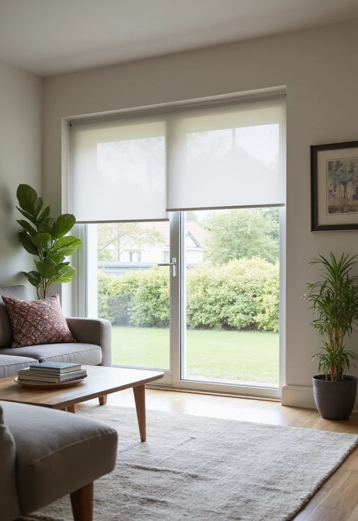 12 Sliding Glass Door Curtain Ideas for Smooth Light Control - 8. Eco-Friendly Roller Shades