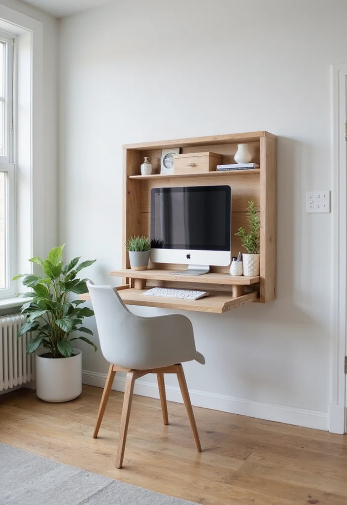 12 Small Bedroom and Office Combo Ideas for Multitasking Spaces - 12. Hidden Wall Desks