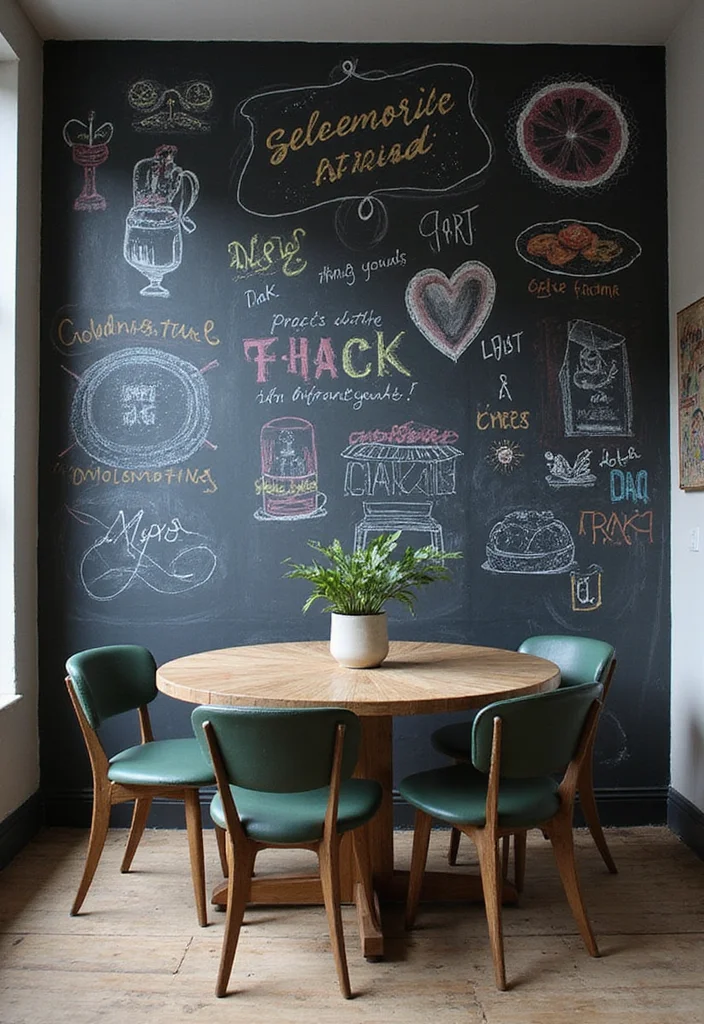 12 Small Dining Room Wall Decor Ideas for Space Conscious Style - 5. Chalkboard Wall for Function