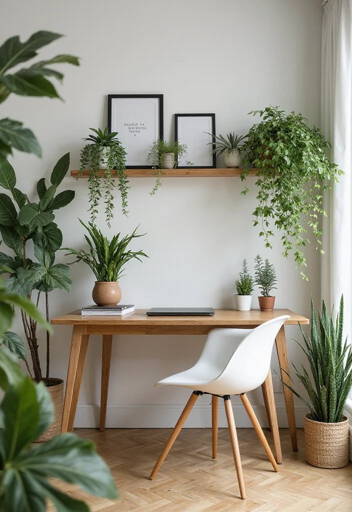 12 Small Home Office Ideas for Smart Efficient Layouts - 9. Incorporate Greenery for a Fresh Feel