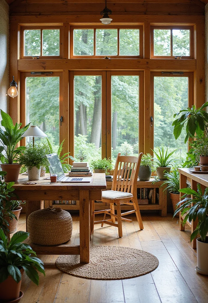 12 Sunroom Office Ideas for Bright Inspiring Workspaces 23 12 Sunroom Office Ideas for Bright Inspiring Workspaces - 3. Eco-Friendly Materials