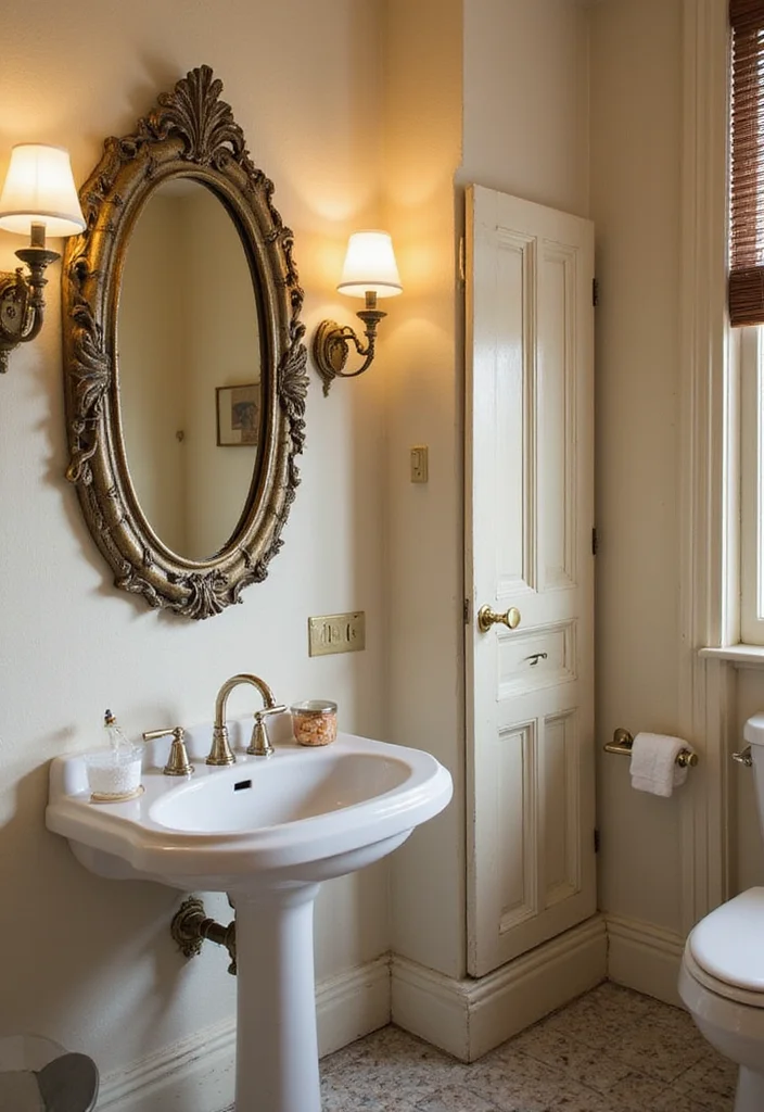 12 Wall Decor Mirror Ideas for Light and Visual Expansion - 11. Vintage Style Bathroom Mirrors