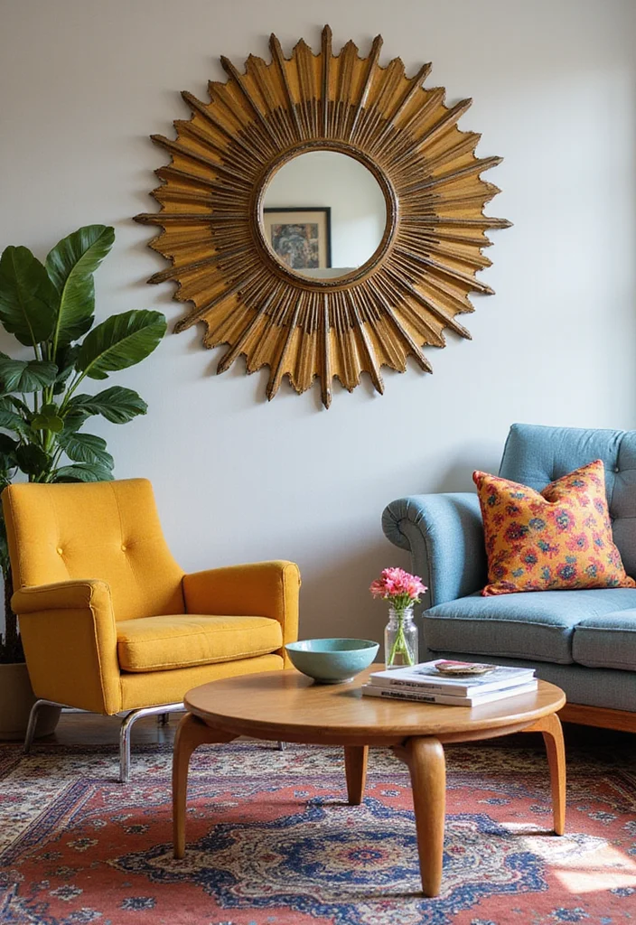 12 Wall Decor Mirror Ideas for Light and Visual Expansion - 3. Vintage Sunburst Mirrors