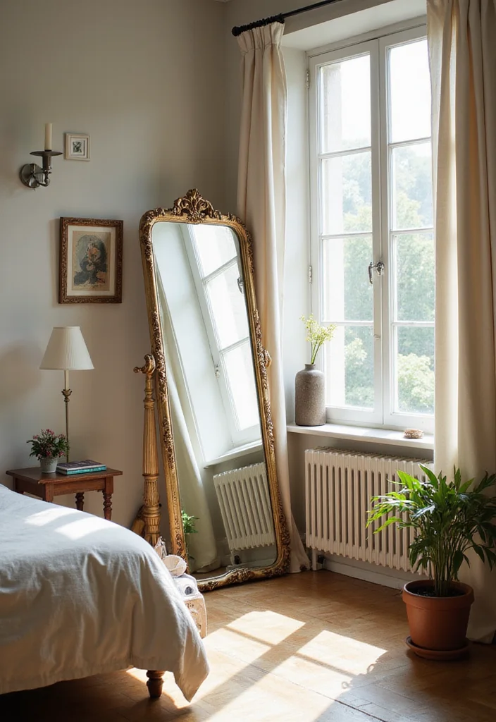 12 Wall Decor Mirror Ideas for Light and Visual Expansion - 6. Vintage Floor Mirrors