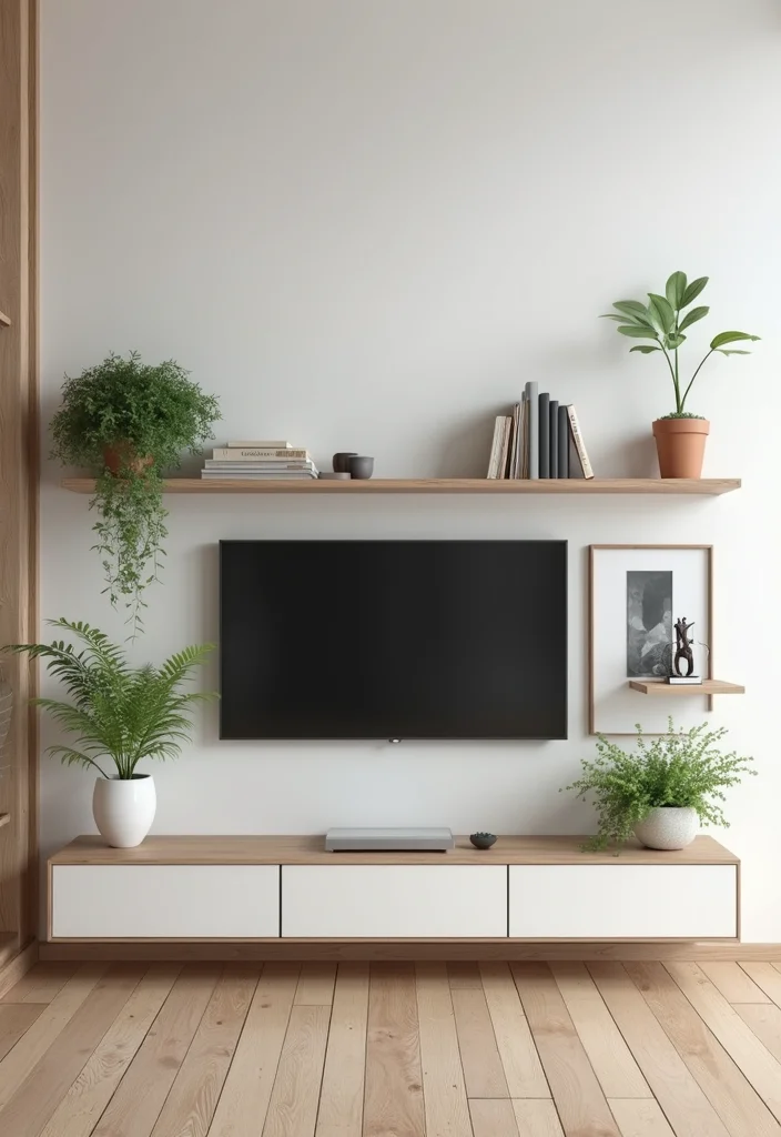 12 Wall TV Decor Ideas for Clean Balanced Layouts - 1. Floating Shelves for Stylish Storage