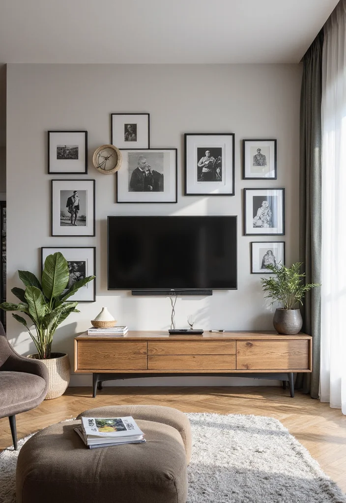 12 Wall TV Decor Ideas for Clean Balanced Layouts - 3. Art Gallery Wall Behind the TV