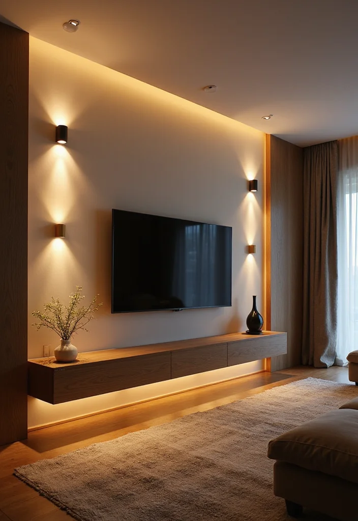 12 Wall TV Decor Ideas for Clean Balanced Layouts - 6. Wall-mounted Lighting
