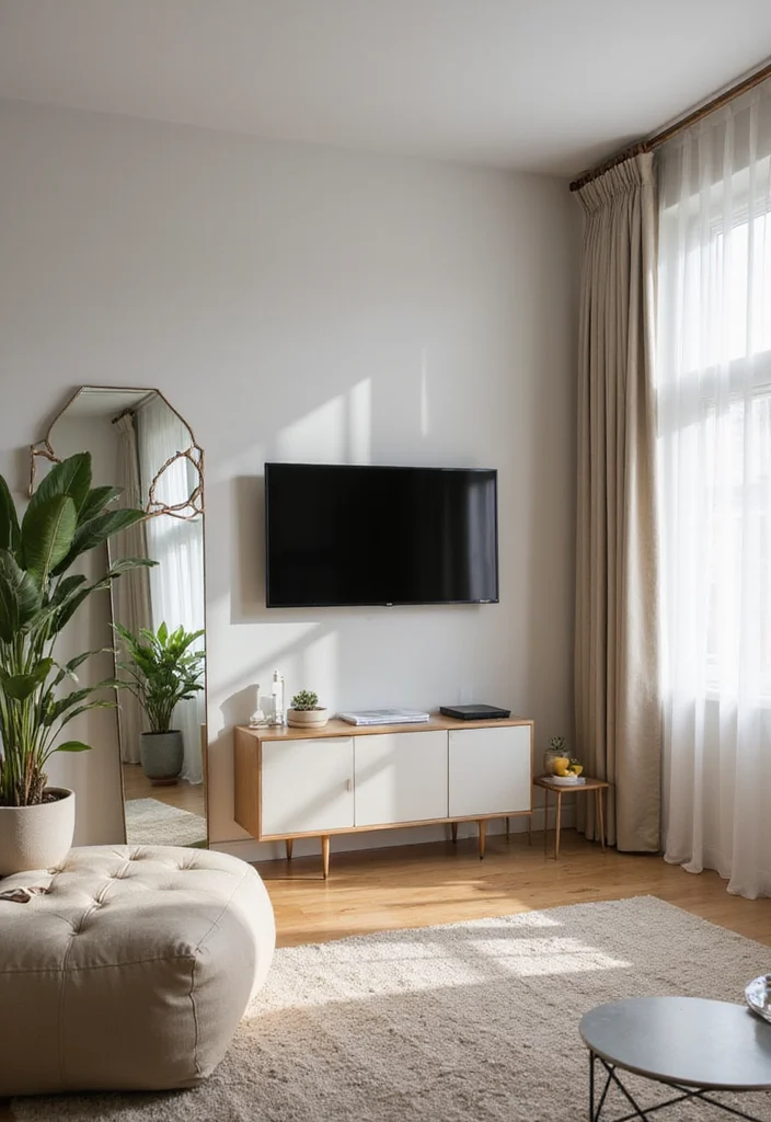 12 Wall TV Decor Ideas for Clean Balanced Layouts - 8. Use of Mirrors