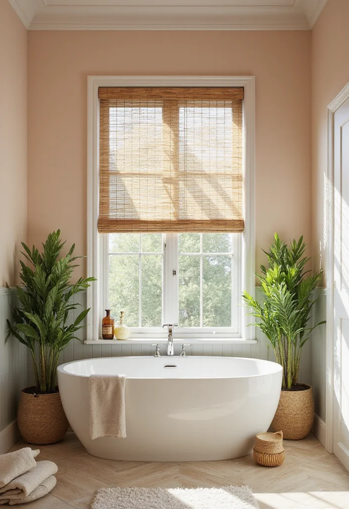 14 Bathroom Curtain Ideas for Light Privacy and Moisture Control - 1. Bamboo Blinds for Natural Aesthetics