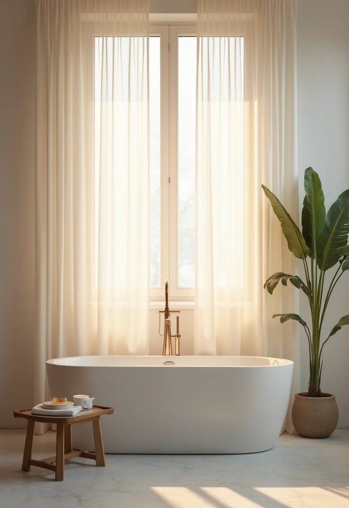 14 Bathroom Curtain Ideas for Light Privacy and Moisture Control - 7. Sheer Curtains for Soft Light