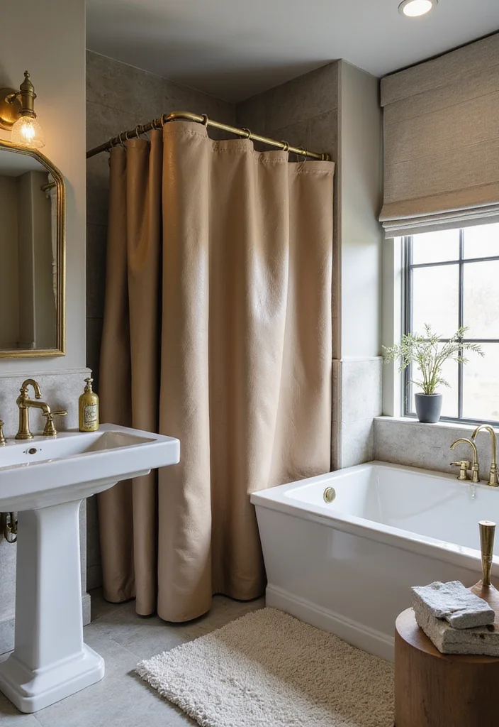 14 Bathroom Curtain Ideas for Light Privacy and Moisture Control - 9. Faux Leather Shower Curtain