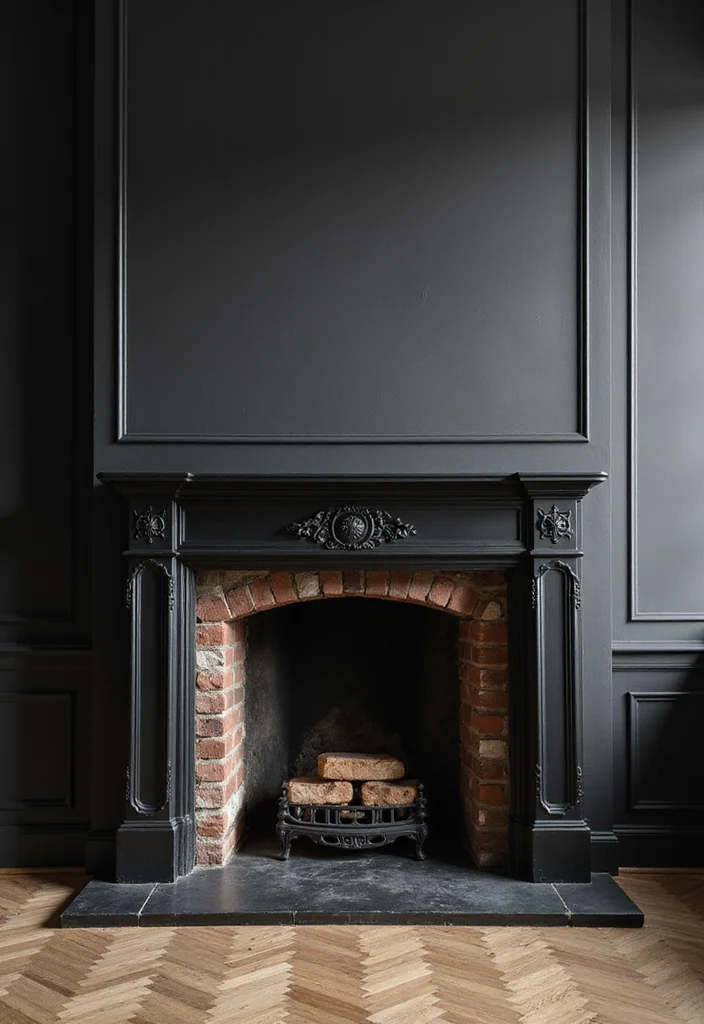 14 Brick Fireplace Painting Ideas for Fresh Updated Looks - 10. Elegant Black Frame