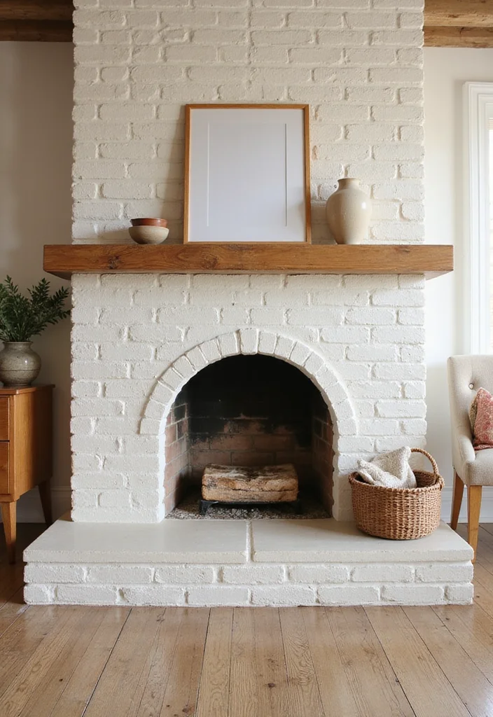 14 Brick Fireplace Painting Ideas for Fresh Updated Looks - 12. Soft Cream Wash