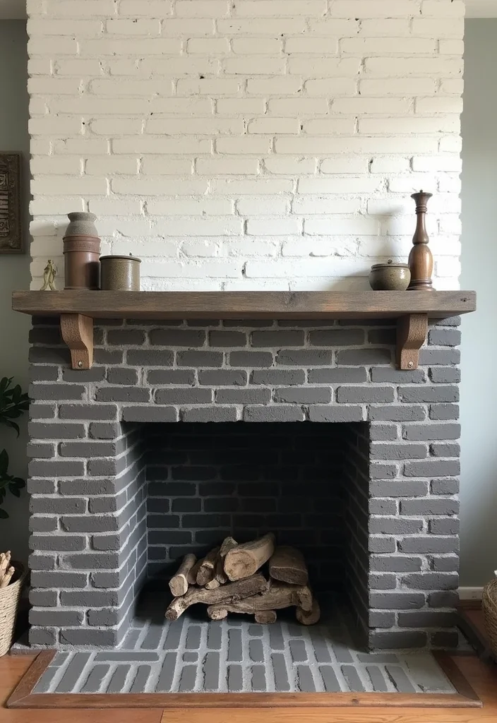 14 Brick Fireplace Painting Ideas for Fresh Updated Looks - 4. Rustic Two-Tone Finish