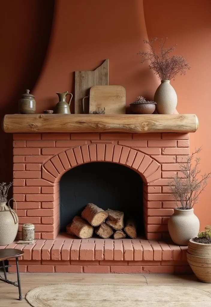 14 Brick Fireplace Painting Ideas for Fresh Updated Looks - 5. Earthy Terracotta Warmth