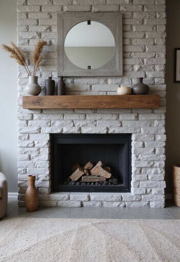 14 Brick Fireplace Painting Ideas for Fresh Updated Looks - 6. Gray Stone Effect