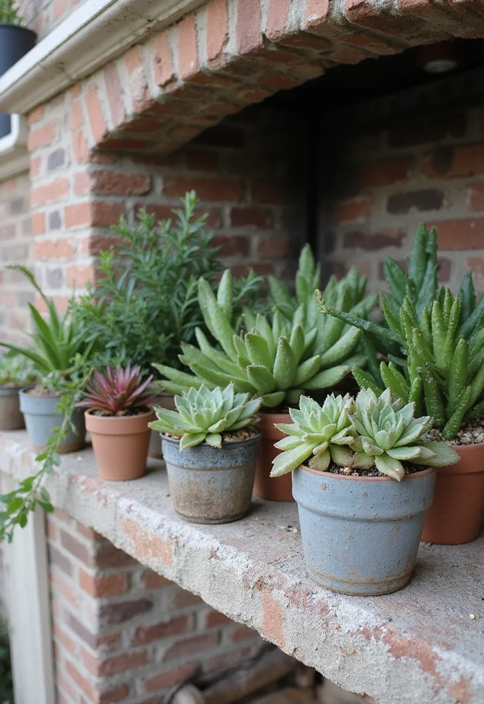 14 Christmas Fireplace Decor Ideas for Warm Festive Charm - 10. Succulent Arrangements