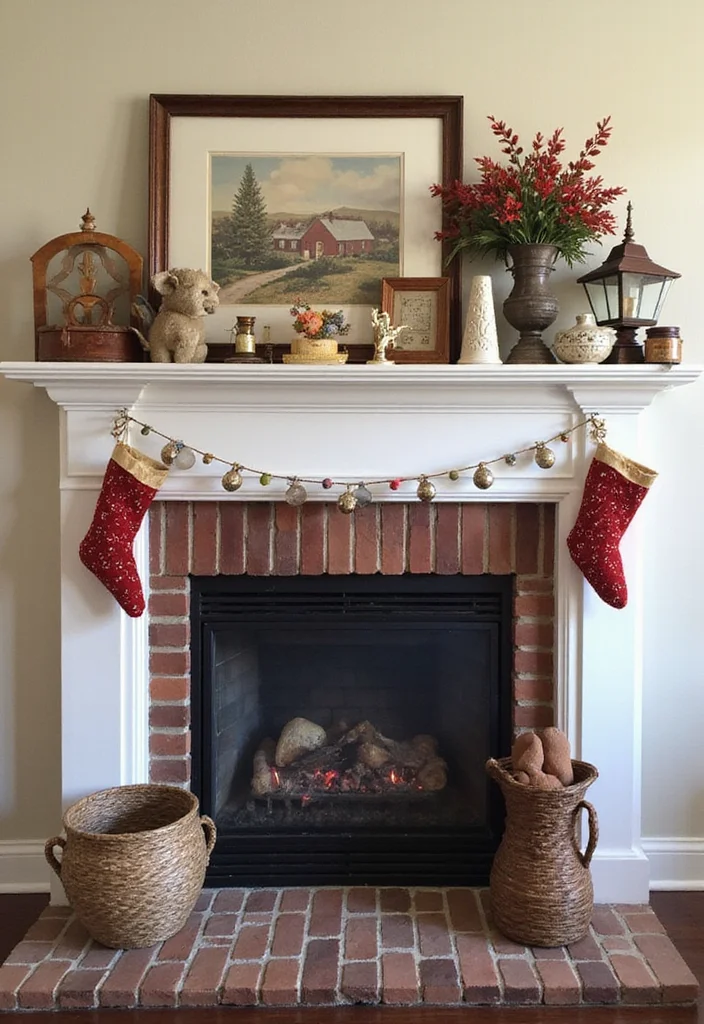 14 Christmas Fireplace Decor Ideas for Warm Festive Charm - 14. Seasonal Collectibles