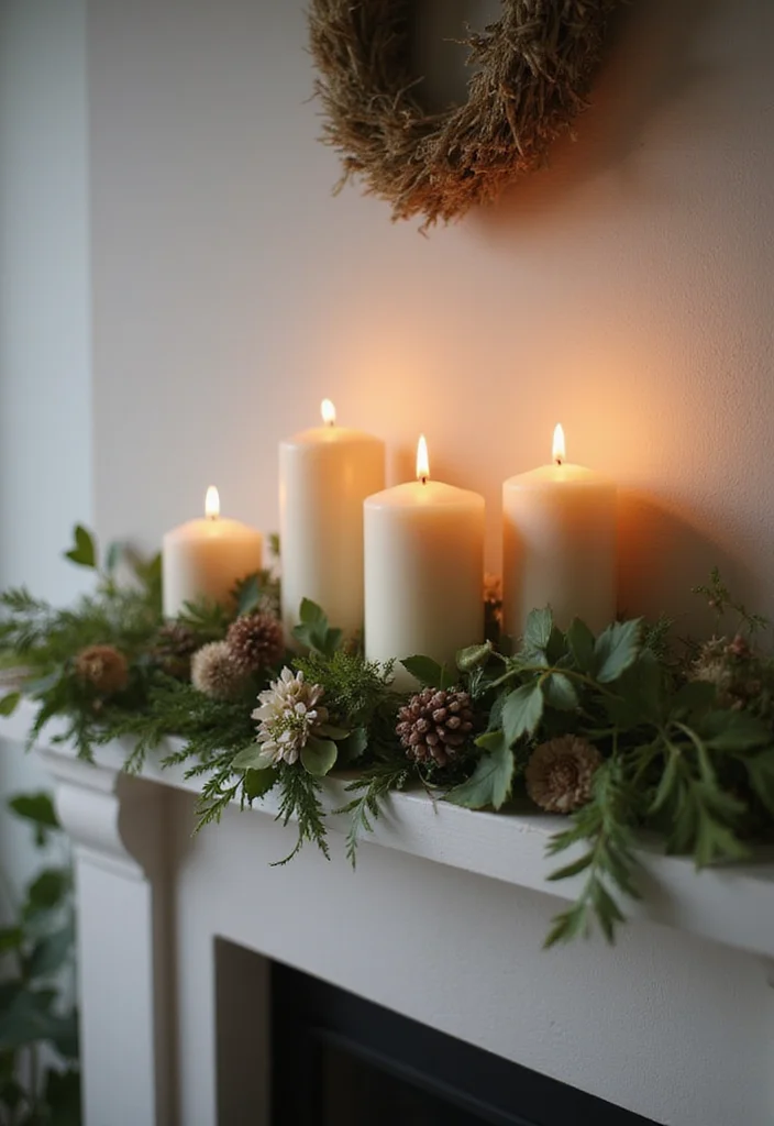 14 Christmas Fireplace Decor Ideas for Warm Festive Charm - 4. Cozy Candle Arrangements